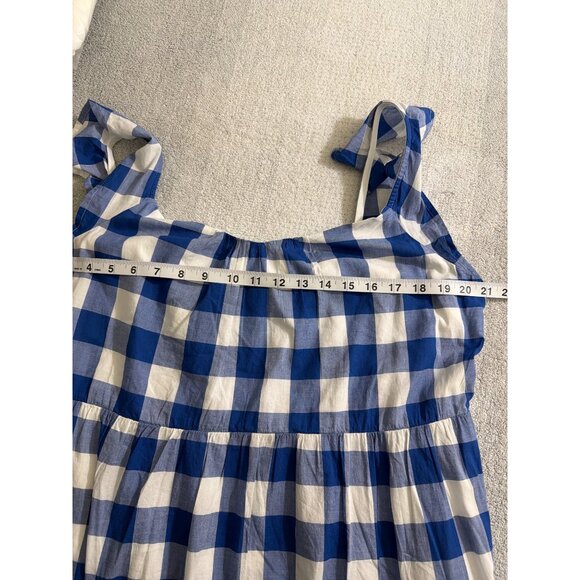 NWT J.Crew Factory Blue & White Gingham Tiered Midi Dress XL - Picture 15 of 16